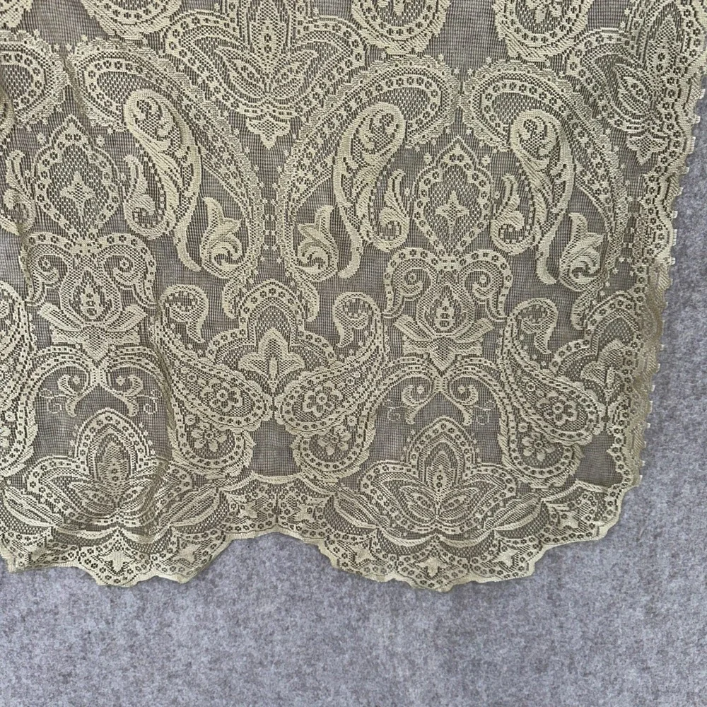 VTG Curtain Gold Lace Paisley Panel with Attached Valance 56x84 Made in Turkey